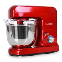 Klarstein Gracia Rossa Küchenmaschine Rührgerät (1000 Watt, 10-stufige Geschwindigkeit, 5 Liter-Rührschüssel) rot -